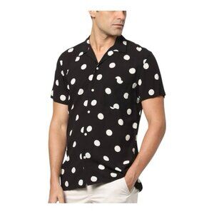 Selected Homme Mens Regular Fit Dotted Shirt~Size 15~Black Short Sleeve L3 20